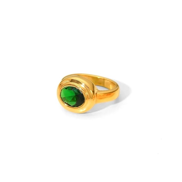 18K Gold Plated Emerald Green Swarovski Crystal Ring*Cubic Zirconia Zircon*JD - Picture 5 of 6